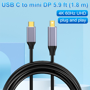 <span class=keywords><strong>Cable</strong></span> adaptador <span class=keywords><strong>USB</strong></span> <span class=keywords><strong>C</strong></span> a <span class=keywords><strong>Mini</strong></span> <span class=keywords><strong>Displayport</strong></span> de 1,8 m, aleación duradera, chaqueta de PVC de vídeo 4K 60Hz para HDTV y Monitor - Product Image 2