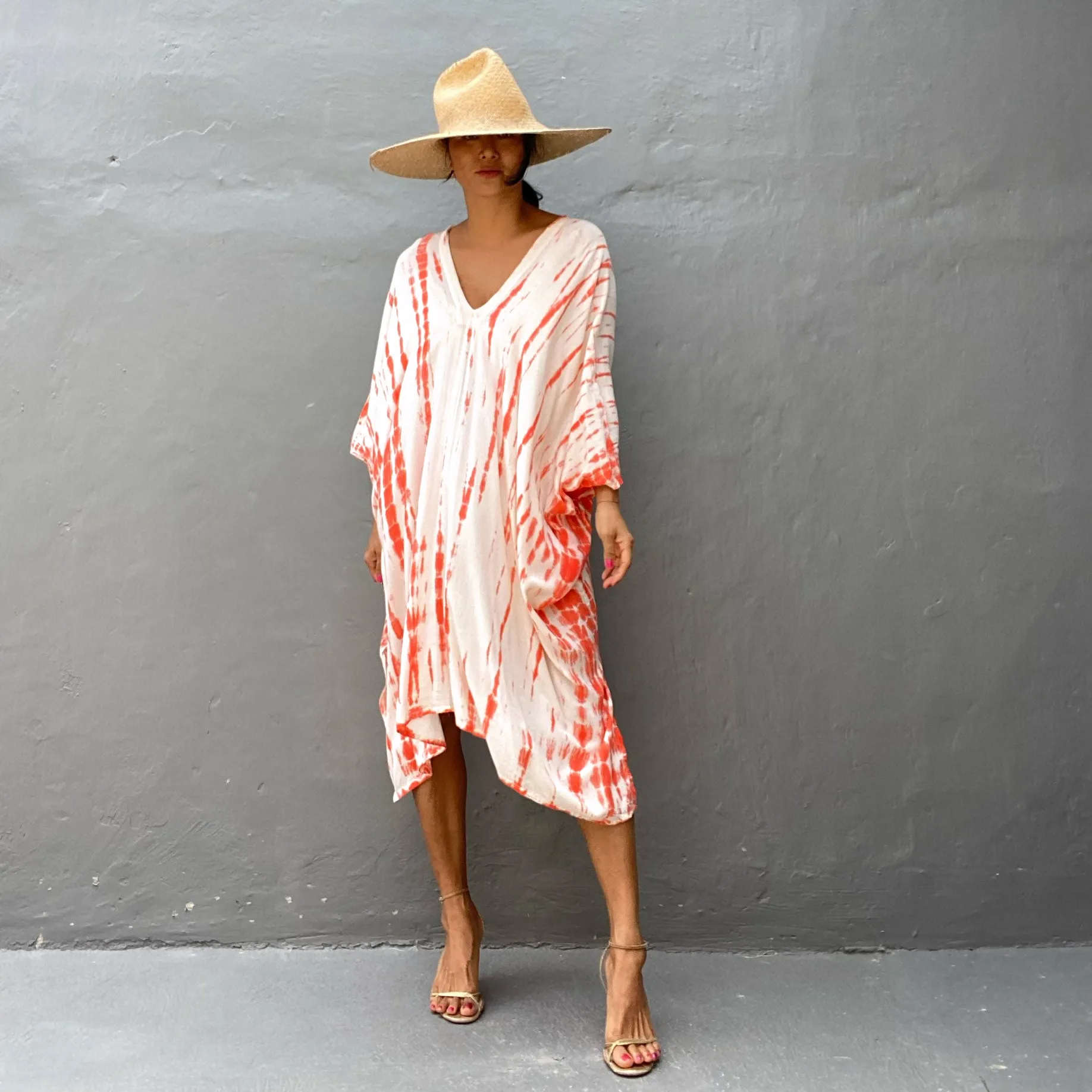 Vestido informal de rayón tipo caftán Tie-dye para mujer, ropa de playa, caftán de alta calidad, para vacaciones, 2023