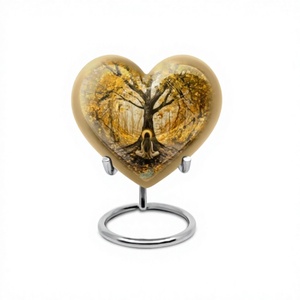 Hermoso Árbol de Oro de la vida bendición en forma de corazón cremación urna para adultos para cenizas humanas urna grande decorativa con bolsa de terciopelo gratis - Product Image 1