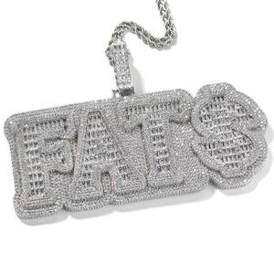 Collana di diamanti con strass personalizzato Hip Hop con bottone amoroso a due colori CZ con bottone d'amore e zircone con gioielli di moda con <span class=keywords><strong>nome</strong></span> personalizzato - Product Image 1