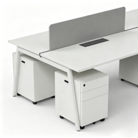 Poste de travail de bureau modulaire moderne pour 4 personnes avec écran de confidentialité et tiroirs de rangement pour bureau à aire ouverte