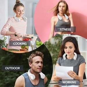 2024พัดลมคอพกพาขนาด1200mAh USB พัดลมชาร์จไฟได้ขนาดเล็กกลางแจ้งระบายความร้อนเร็วสไตล์กีฬาแบบแฮนด์ฟรี - Product Image 6