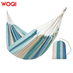 เปลญวนผ้าแคนวาส Woqi แบบพกพา สำหรับใช้กลางแจ้งและในบ้าน ดีไซน์สไตล์กระเป๋าเป้สะพายหลัง ลายทางแบบชายฝั่ง น้ำหนักเบา - Product Image 1