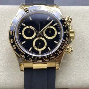 Reloj Cronógrafo Mecánico Automático de Alta Calidad al por Mayor, Acero 904L, Movimiento 4131, Dorado y Negro Panda - Product Image 1