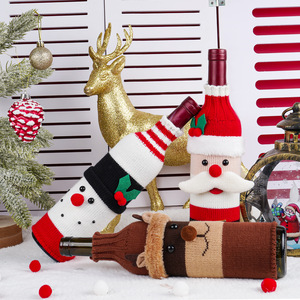 Housse de Bouteille de Vin de Noël Youlun avec Pull Créatif Tricoté Père Noël et Bonhomme de Neige pour Décoration du Nouvel An - Product Image 6