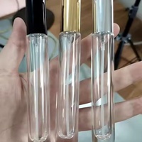 Botol parfum tutup Hitam perak emas, kaca tebal transparan gaya silinder 10ml dengan tutup