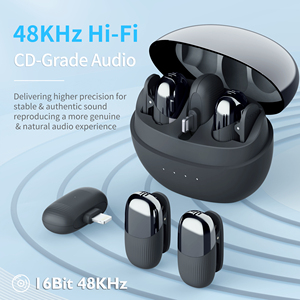 Mini micrófono Lavalier inalámbrico Plug and Play Clip-on Mic para iPhone <span class=keywords><strong>Android</strong></span> Tamaño compacto para TikTok YouTube Entrevista Vlog - Product Image 2