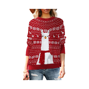 <span class=keywords><strong>Pull</strong></span> tricoté rose à manches longues pour femmes <span class=keywords><strong>pull</strong></span> <span class=keywords><strong>de</strong></span> Noël moche pulls mode d'hiver avec logo avant - Product Image 1