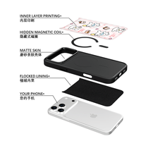 Coque de téléphone AG Feeling Black Edge avec motif chien à carreaux doré pour iPhone 17, 17 Pro Max, 16 Pro, 15, 15 Pro Max – Coque magnétique