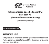 Kit de test rapide Getein pour la lipase spécifique au pancréas félin (fPL) (essai d'immunofluorescence) pour la détection quantitative du fPL