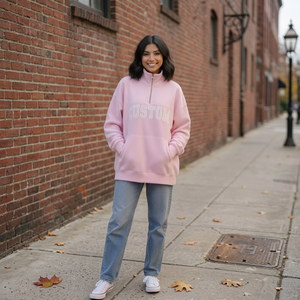 Sudadera de Mujer con Cuello Alto de Punto de Algodón, Estampada y Bordada en la Parte Delantera, Ecológica y Suave, para Otoño e Invierno - Product Image 1