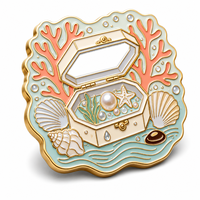 Broche personnalisée en émail souple avec perle et corail, plaquée or, thème féerique pour Halloween et cadeaux de la Fête Nationale