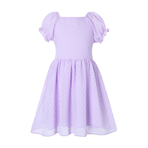 Robe en mousseline à manches bouffantes pour filles avec nœud, robe de demoiselle d'honneur pour fête, robe de printemps-été pour Pâques et anniversaire, OEM ODM - Product Image 4