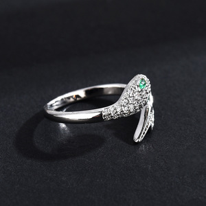 Lightning Serpent Ring Micro Pave Diamond Animal Zodiac Open Band Unisex Jewelry Gift - Product Image 3