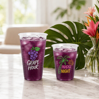 Gobelets à café en plastique PET avec couvercles plats, anti-fuite, transparents, pour boissons froides, café glacé, smoothie, bubble tea, 16 oz