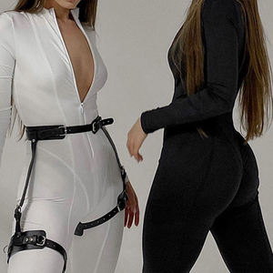 F230285 <span class=keywords><strong>Body</strong></span> de Mujer Personalizado con Cuello en <span class=keywords><strong>V</strong></span> y Cremallera, <span class=keywords><strong>Body</strong></span> Ajustado para Gimnasio, Mono Deportivo de Manga Larga para Mujer - Product Image 1