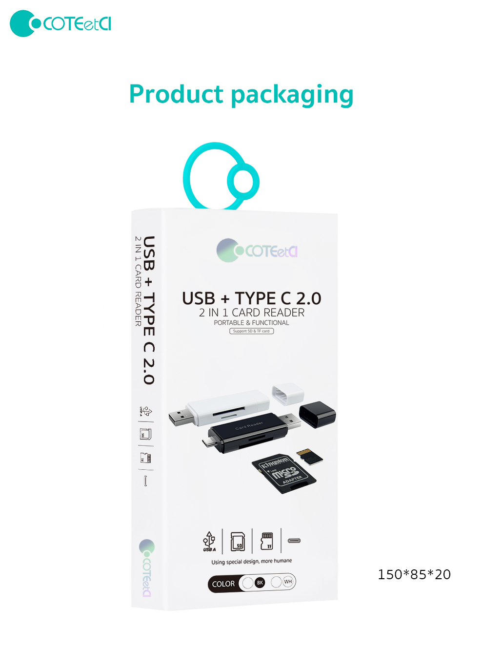 magnetic card OTG SD&TF card reader USB TYPE-c 2.0 multi-function card reader/writter for Mobile and PC