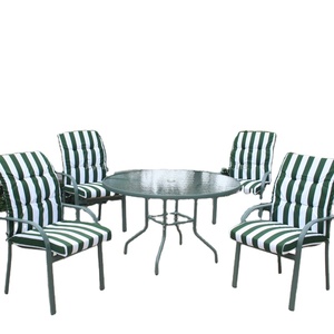 Leisure Outdoor Dining <b>Set</b> Steel <b>Table</b> 4 <b>Chairs</b> with Cushions Modern Design Non-Foldable for Park Exterior Use Outdoor Furniture - Product Image 4