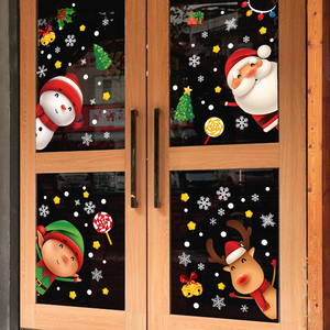 Adhesivos Estáticos <span class=keywords><strong>para</strong></span> Ventanas con Diseño de Muñeco de Nieve, Adhesivos Reutilizables de Doble Cara <span class=keywords><strong>para</strong></span> Decoración Navideña del Hogar, Calcomanías Removibles - Product Image 5