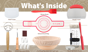 Kit complet de levain avec panier de fermentation et accessoires pour la cuisson du pain au levain - Product Image 3