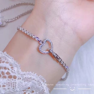 Bracelet de mariage en or blanc 18K/PT950 cultivé en laboratoire rond taille brillante Design pur véritablement personnalisé Style classique pour femmes 2.5g - Product Image 1