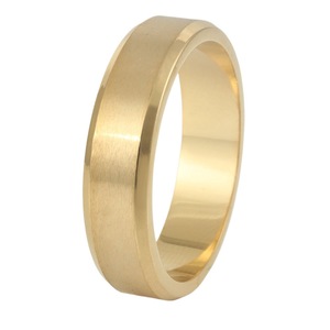 yunnique Men's Gold <b>Titanium</b> Steel <b>Ring</b> Matte Finish Wedding Band Geometric Design Fashion Jewelry - Product Image 5