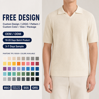 Maßgefertigter OEM-Hersteller Herren Open-Collar Geripptes Atmungsaktives Sommer-Kurzarm-Strickpolo-Shirt für Männer