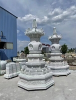 Fait sur mesure grand extérieur oriental religieux décoré marbre granit bouddha stupa pagode Temple Sculpture