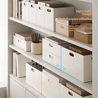 Étagère empilable de style japonais avec couvercle, boîte de rangement à angle droit, grand organisateur de placard domestique, boîte en plastique pour collations