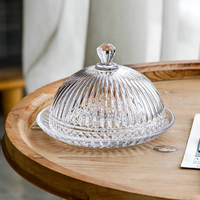 Cloche à dessert en verre transparent, dôme en verre gaufré, passe au lave-vaisselle, écologique, couvercle alimentaire pour hôtel, restaurant, banquet, table