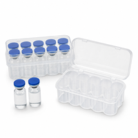 Boîte de rangement pour flacons de peptides, en PP transparent, avec logo personnalisé OEM, 3ml, 5ml, 7ml, 10ml, 20ml, étui en plastique réutilisable à 10 compartiments pour flacons de vaccin