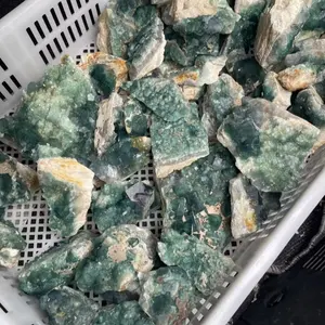 Pedra de quartzo áspera natural para curar, amostra mineral para aumentar a energia, cristal verde, aglomerado de fluorita para fengshui