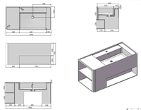 Wastafel kamar mandi batu buatan, wastafel kamar mandi, batu buatan, wastafel dinding, permukaan padat, Matt putih