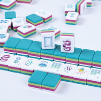 Ensemble de Mahjong de luxe de style américain en acrylique, 160 pièces, bleu Paris, aux couleurs de bonbons, avec tuiles multicouches décorées, Hangzhou
