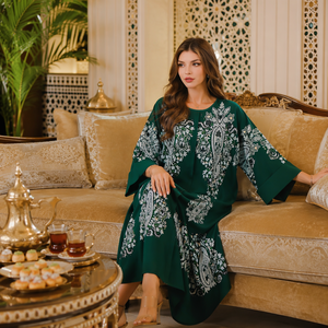 Abito Abaya taglie forti musulmano turco decorato con perline di lusso di grandi dimensioni per feste religiose - Product Image 5