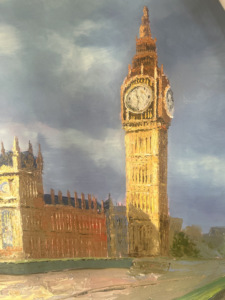 Pintura al óleo moderna pintada a mano lienzo Big Ben Tower Londres Tames río paisaje urbano paisaje pared arte paisaje sujeto hecho a mano - Product Image 6