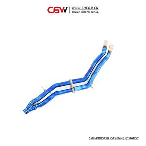 พรีเมี่ยมคุณภาพไทเทเนียมท่อไอเสีย Catback และท่อด้านหน้าพร้อมท่อไอเสียสีดำ Quad สำหรับ Porsche Cayenne 3.0T - Product Image 6