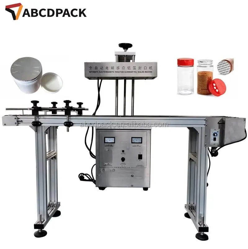 Otomatik indüksiyon yapıştırma makinesi küçük ölçekli mühürleyen plastik gıda kapları manuel ısı indüksiyon folyo yapıştırma makinesi fiyat