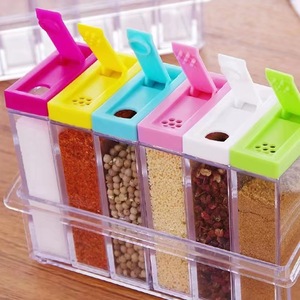 Transparent Plastic <b>Spice</b> <b>Jar</b> Set Salt Pepper Seasoning Bottle Colorful Lid Leak Proof Eco-Friendly Dust Resistant Food Grade - Product Image 2