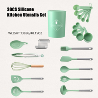 MANJIA-Ustensiles de cuisine en silicone antiadhésif vert pour la maison, accessoires pour armoires de cuisine