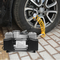 Compresseur d'Air de Voiture Métallique 12V à Double Cylindre Haute Pression avec Moniteur de Pression des Pneus 150 psi – Pompe à Air Portable pour Pneus de Voiture