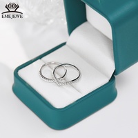 EMEJEWE Fashion Bague Éternité Entièrement Pavée en Moissanite Ronde de 1,5 mm Sertie à Griffes en Argent S925, pour Usage Quotidien, Empilable, Unisexe, Cadeau