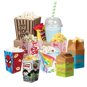 Groothandel Custom Gedrukt 3d Mini Size Cup Kom Emmer Voor Cinema Party Roze Gunst Wegwerp Kip Popcorn Verpakking Papier Doos