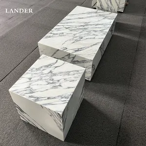 Stone Furniture white center table Low Plinth Marble Living Room Luxury Natural Customized Arabescato stone marble coffee table