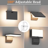 Appliques murales extérieures LED modernes 24W 180 °   Lampe murale extérieure LED en aluminium 3000K, étanche IP65, à tête réglable, pour porche