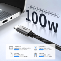Câble UNIEAN Type C vers C 60W, Charge Rapide et Transfert de Données, Cordon en Nylon Tressé Durable et Silicone, Fil Chargeur Compatible Ordinateur Portable