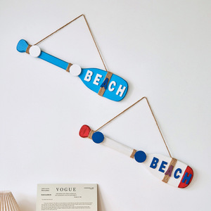 Retro Beach Paddle <b>Wall</b> <b>Hooks</b> Blue And Red MDF Coat Rack For Home Decor And Photo Studio Props - Product Image 4
