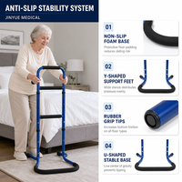 Barre d'appui pour se lever en aluminium, réglable en hauteur, multi-poignées, antidérapante, aide à la mobilité pour personnes âgées, assistance au lever du lit, sécurité au chevet