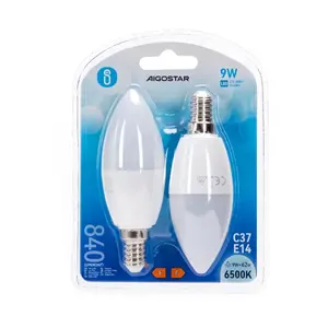 Ampoule LED C37 E14 9W, lot de 2, énergie efficace, lumière chaude idéale pour la décoration et les ambiances chaleureuses. - Product Image 2