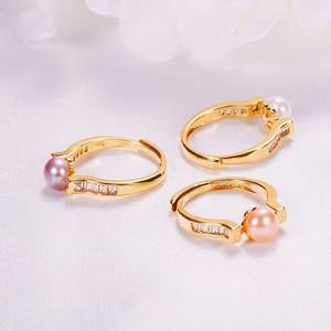 Wholesale Elegant Simple Open-End <b>Ring</b> with Freshwater <b>Pearl</b> Copper Plated White Gold for Women New Collection - Product Image 3